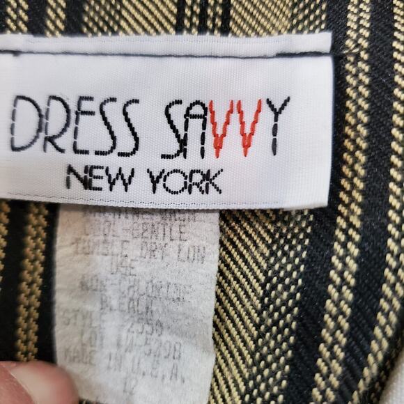 Dress Savvy Vintage Blazer Womens Size 12 Tan Striped 90s Preppy Mod Glam Rock - Picture 10 of 11